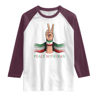 Peace With Iran Raglan Shirt Support Iranian People For Peace
