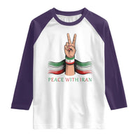 Peace With Iran Raglan Shirt Support Iranian People For Peace