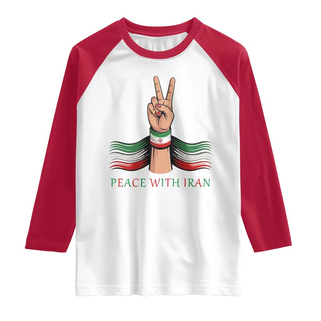 Peace With Iran Raglan Shirt Support Iranian People For Peace
