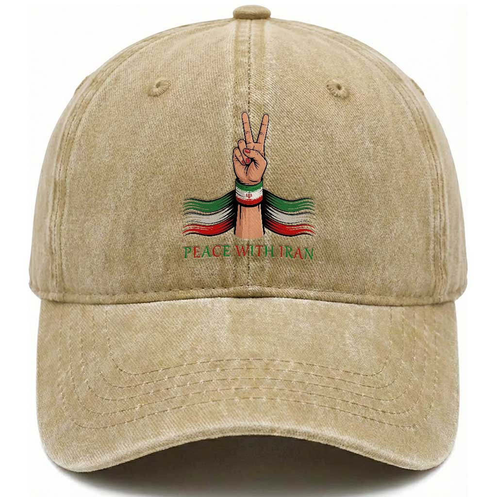 Peace With Iran Washed Cotton Baseball Cap Support Iranian People For Peace
