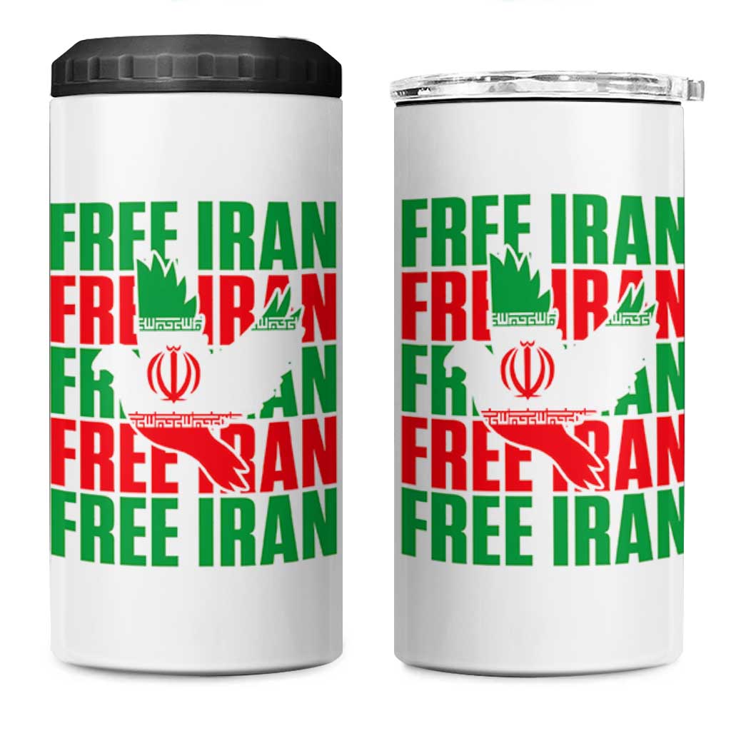 Freedom Dove Flag 4 in 1 Can Cooler Tumbler Peaceful Iran Support