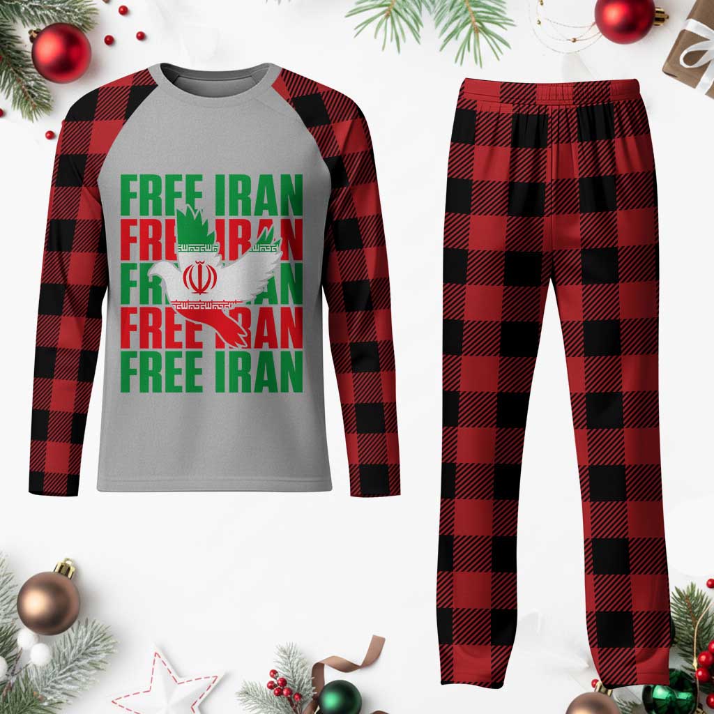 Freedom Dove Flag Plaid Pajama Set Peaceful Iran Support