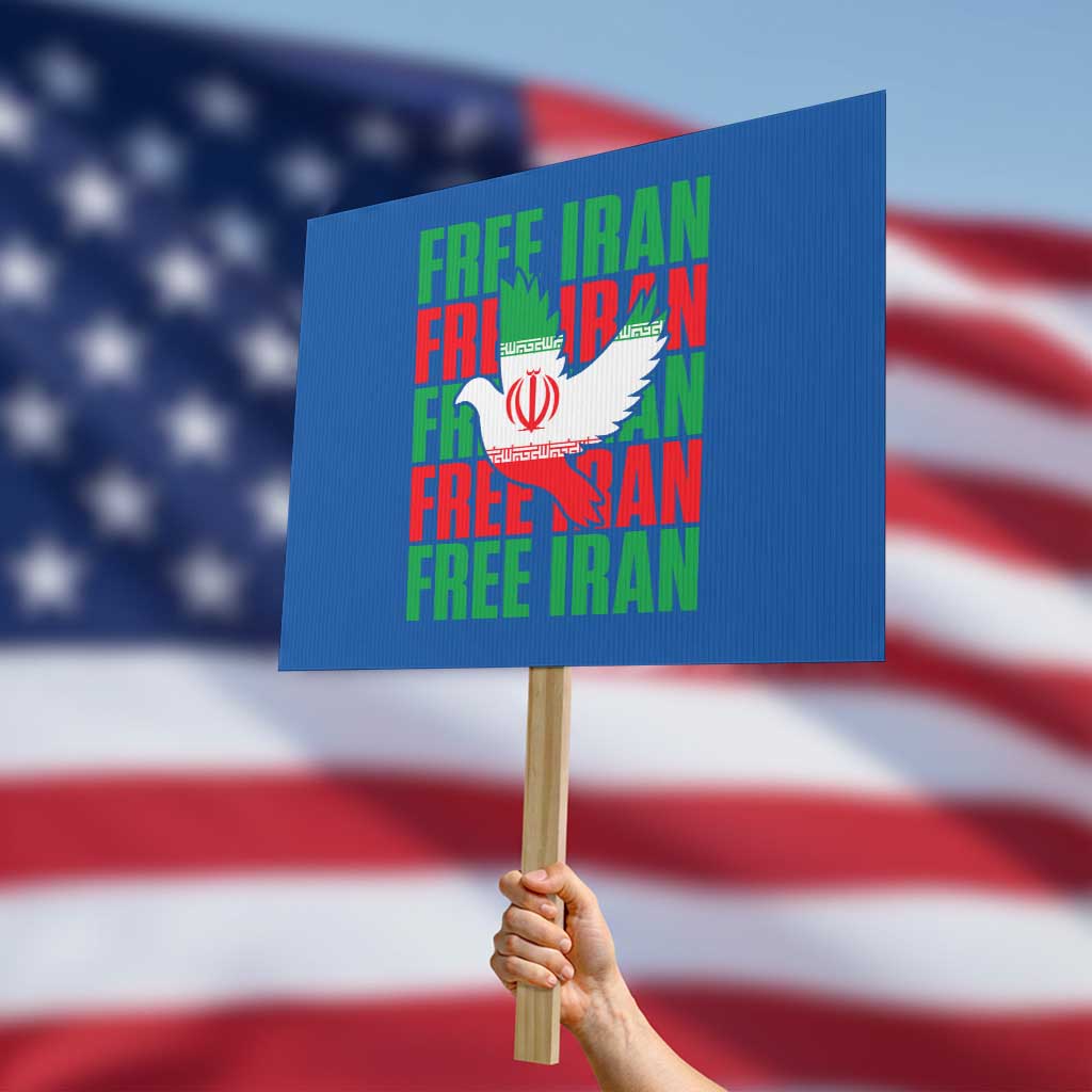 Freedom Dove Flag Protest Sign Peaceful Iran Support