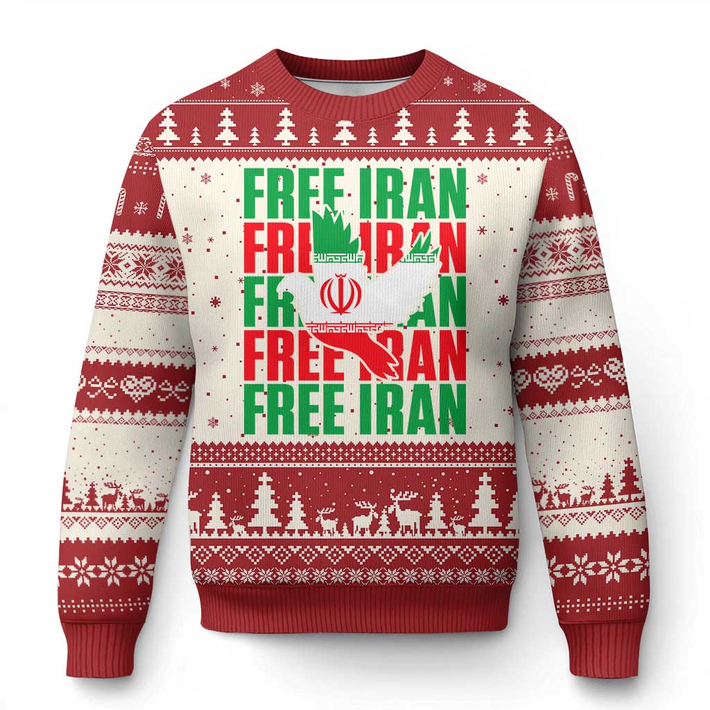 Freedom Dove Flag Ugly Christmas Sweater Peaceful Iran Support