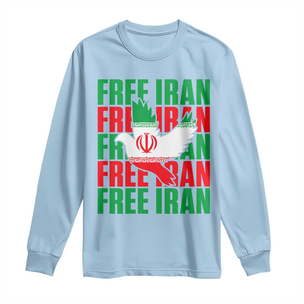 Freedom Dove Flag Long Sleeve Shirt Peaceful Iran Support