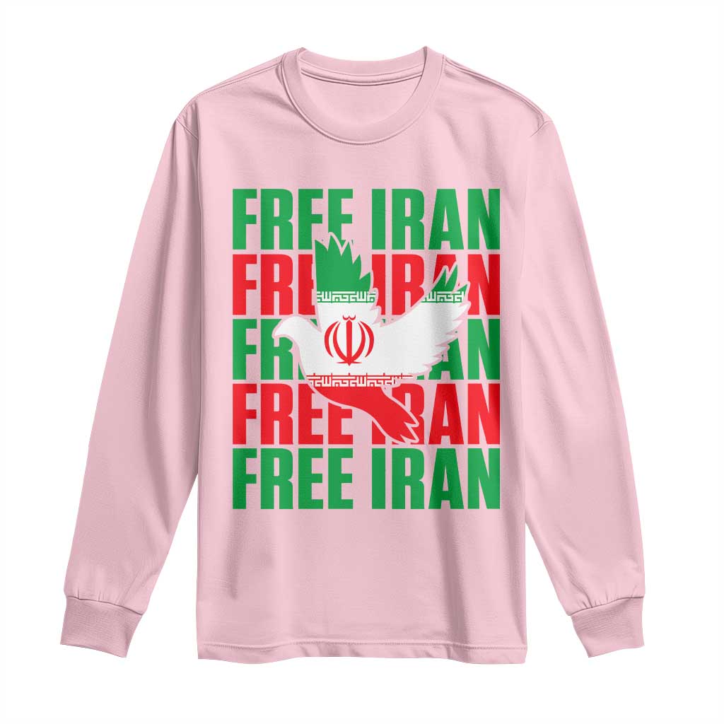 Freedom Dove Flag Long Sleeve Shirt Peaceful Iran Support