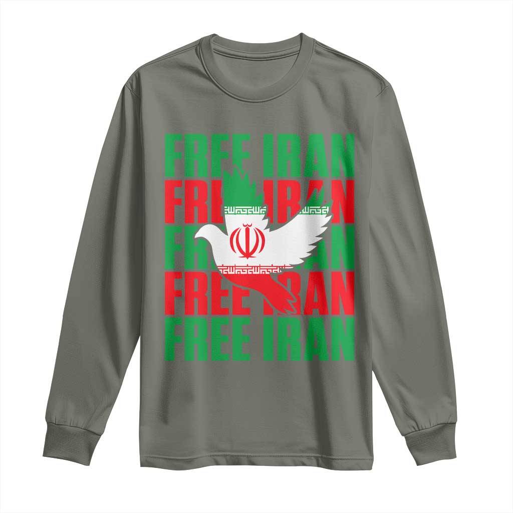 Freedom Dove Flag Long Sleeve Shirt Peaceful Iran Support
