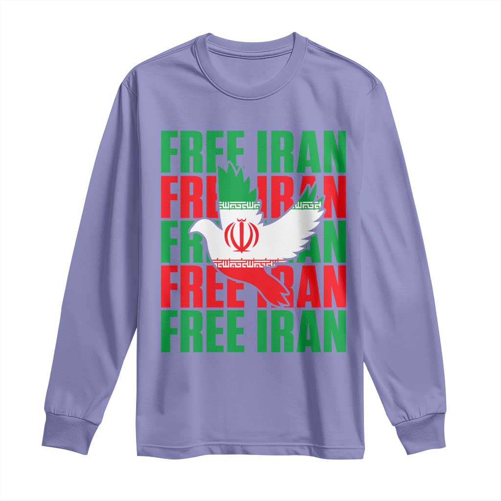 Freedom Dove Flag Long Sleeve Shirt Peaceful Iran Support