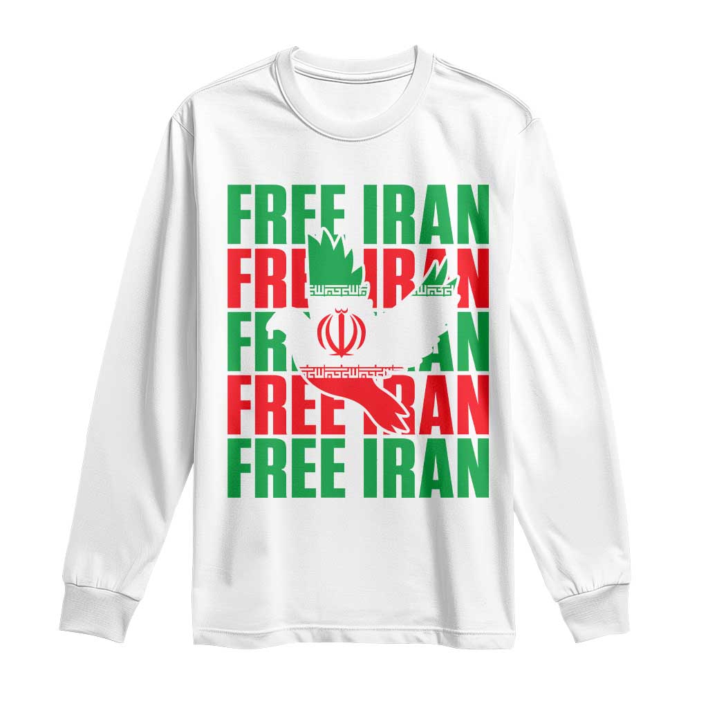 Freedom Dove Flag Long Sleeve Shirt Peaceful Iran Support
