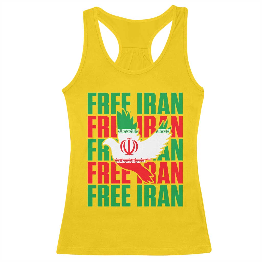 Freedom Dove Flag Racerback Tank Top Peaceful Iran Support