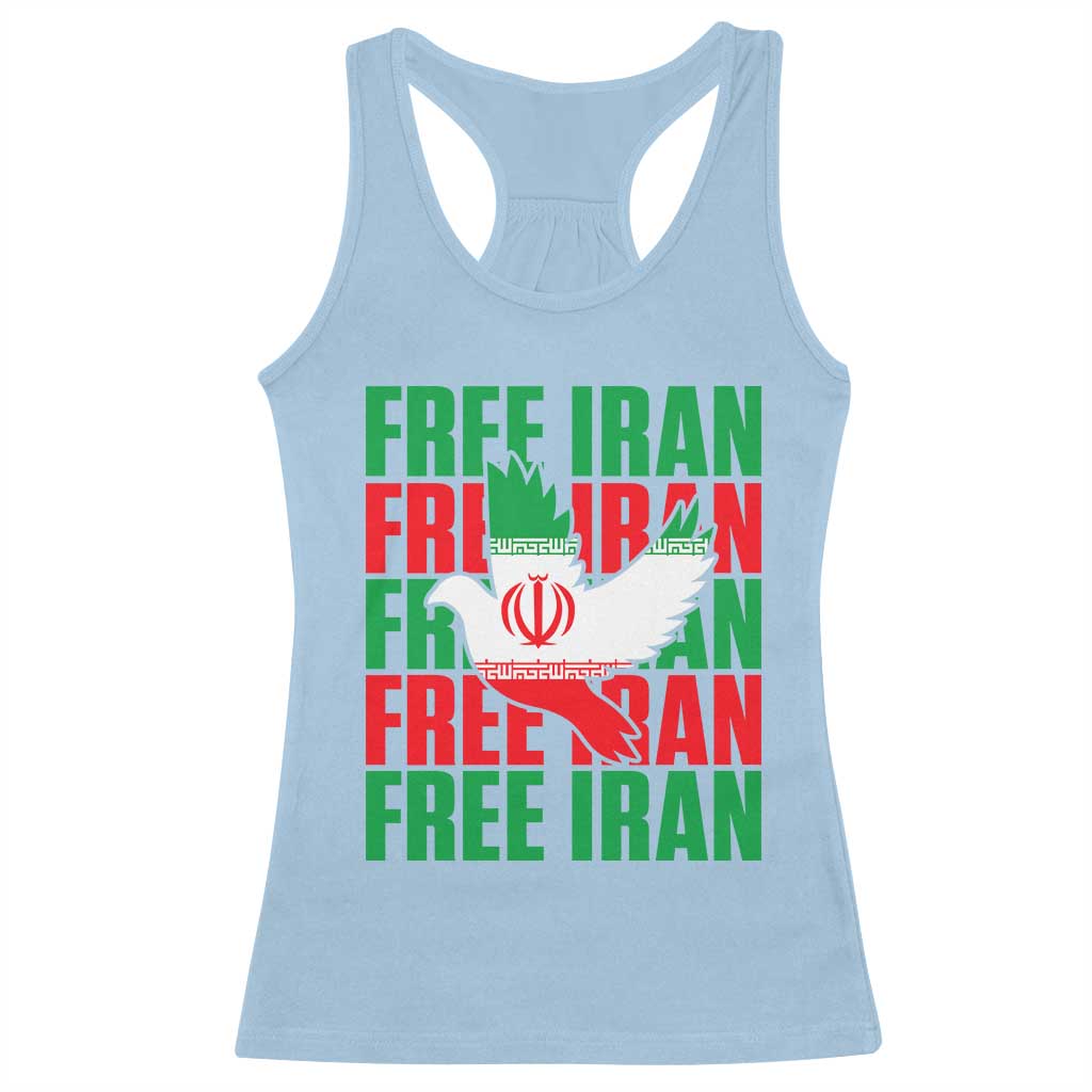 Freedom Dove Flag Racerback Tank Top Peaceful Iran Support