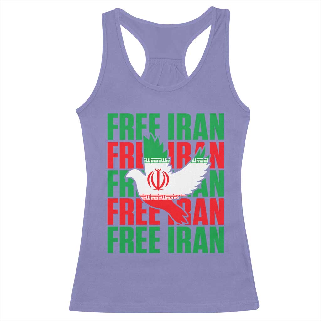 Freedom Dove Flag Racerback Tank Top Peaceful Iran Support