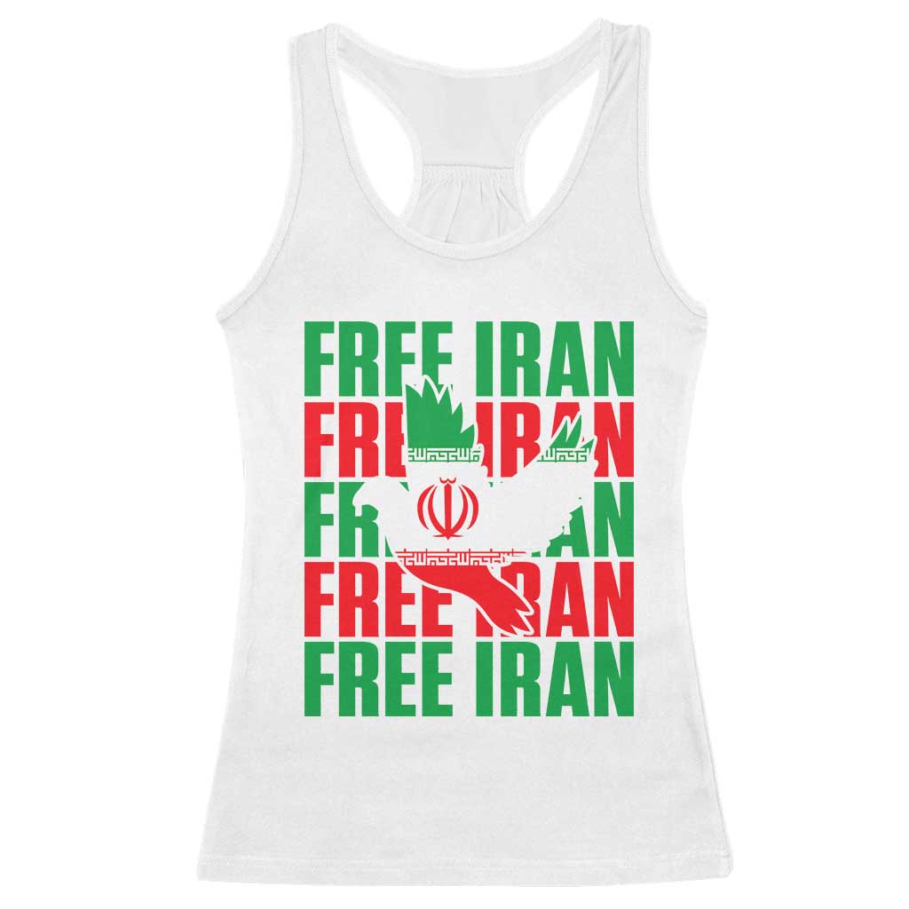 Freedom Dove Flag Racerback Tank Top Peaceful Iran Support