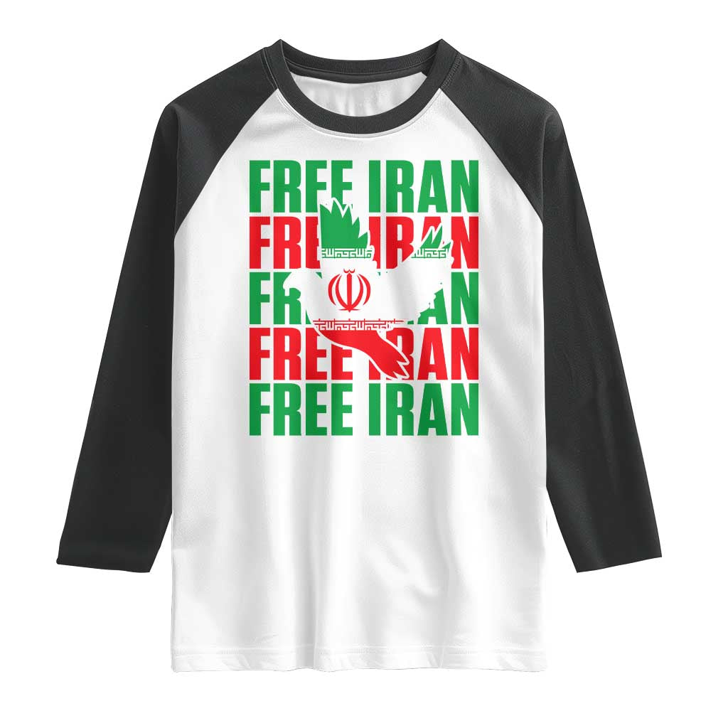 Freedom Dove Flag Raglan Shirt Peaceful Iran Support