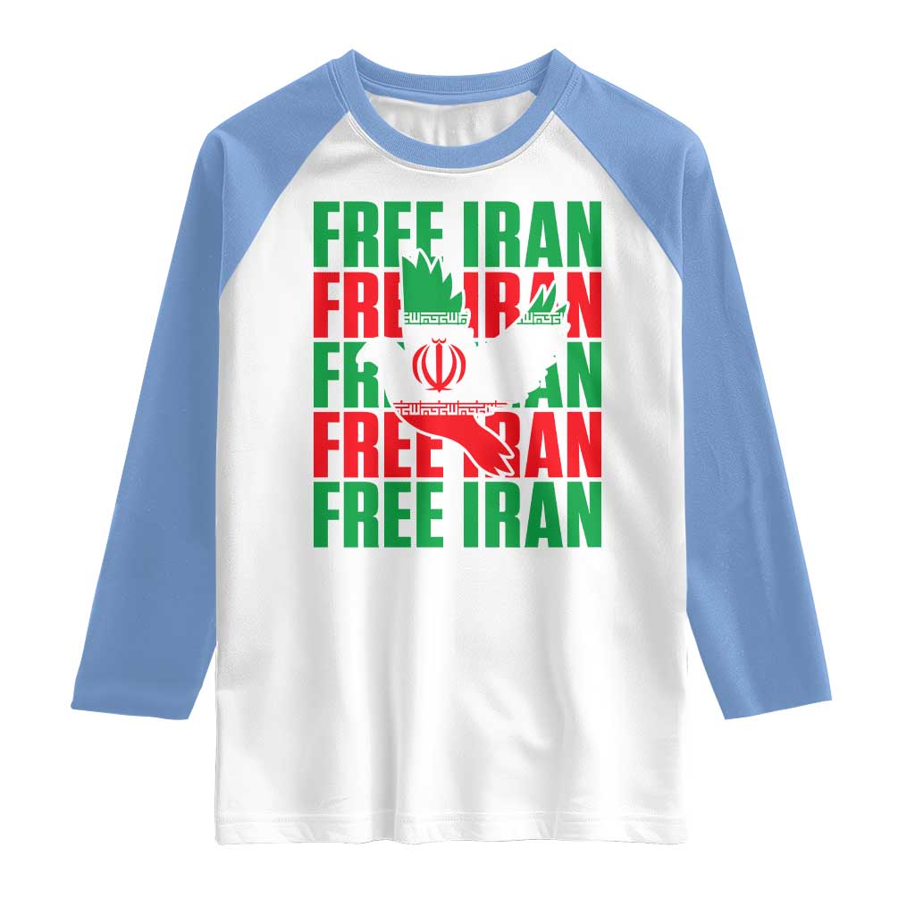 Freedom Dove Flag Raglan Shirt Peaceful Iran Support