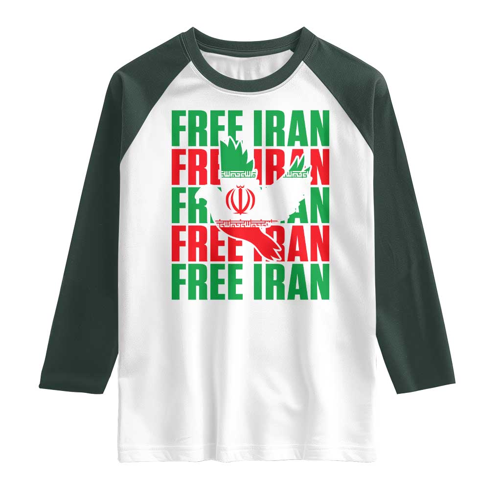 Freedom Dove Flag Raglan Shirt Peaceful Iran Support