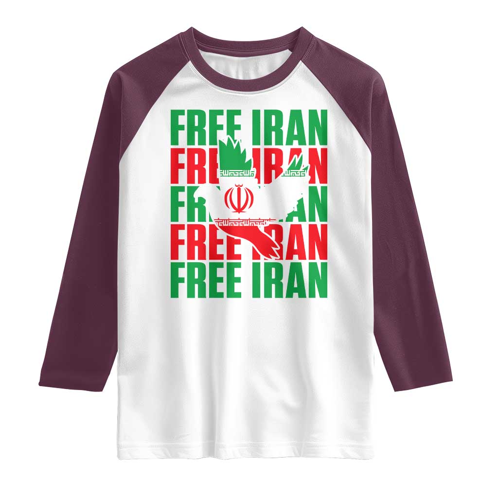 Freedom Dove Flag Raglan Shirt Peaceful Iran Support