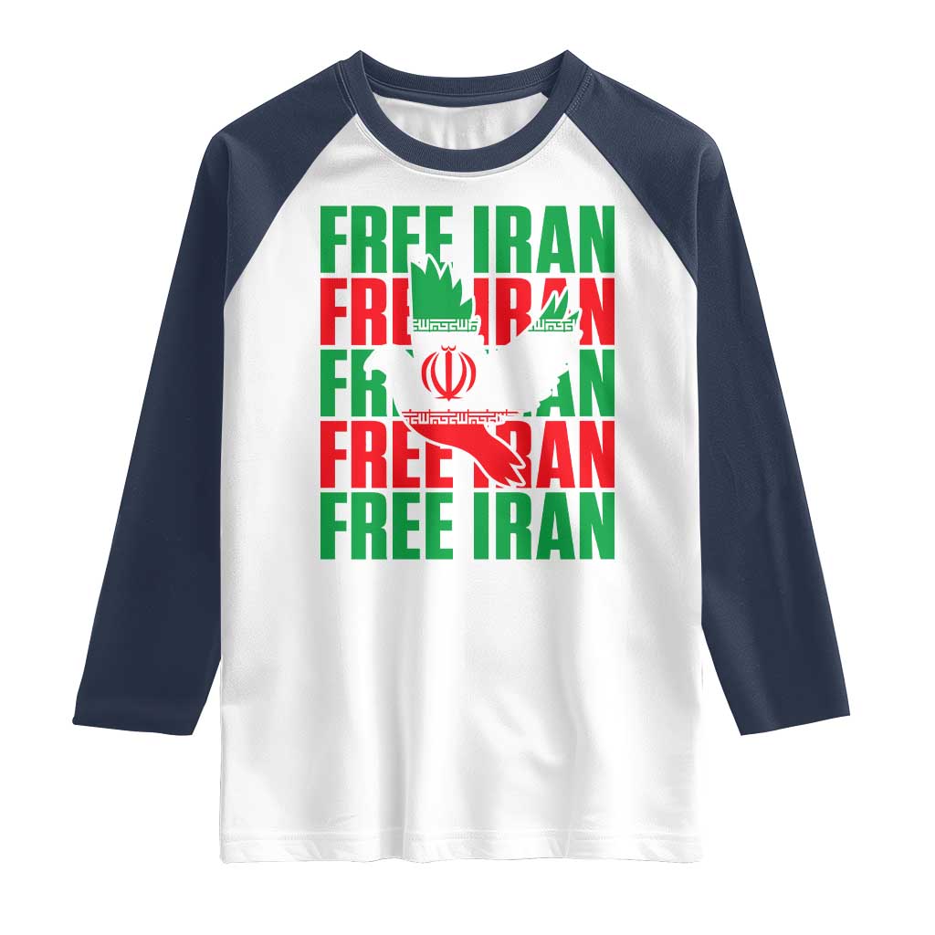 Freedom Dove Flag Raglan Shirt Peaceful Iran Support