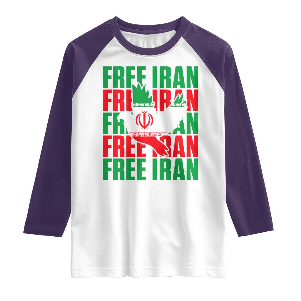 Freedom Dove Flag Raglan Shirt Peaceful Iran Support