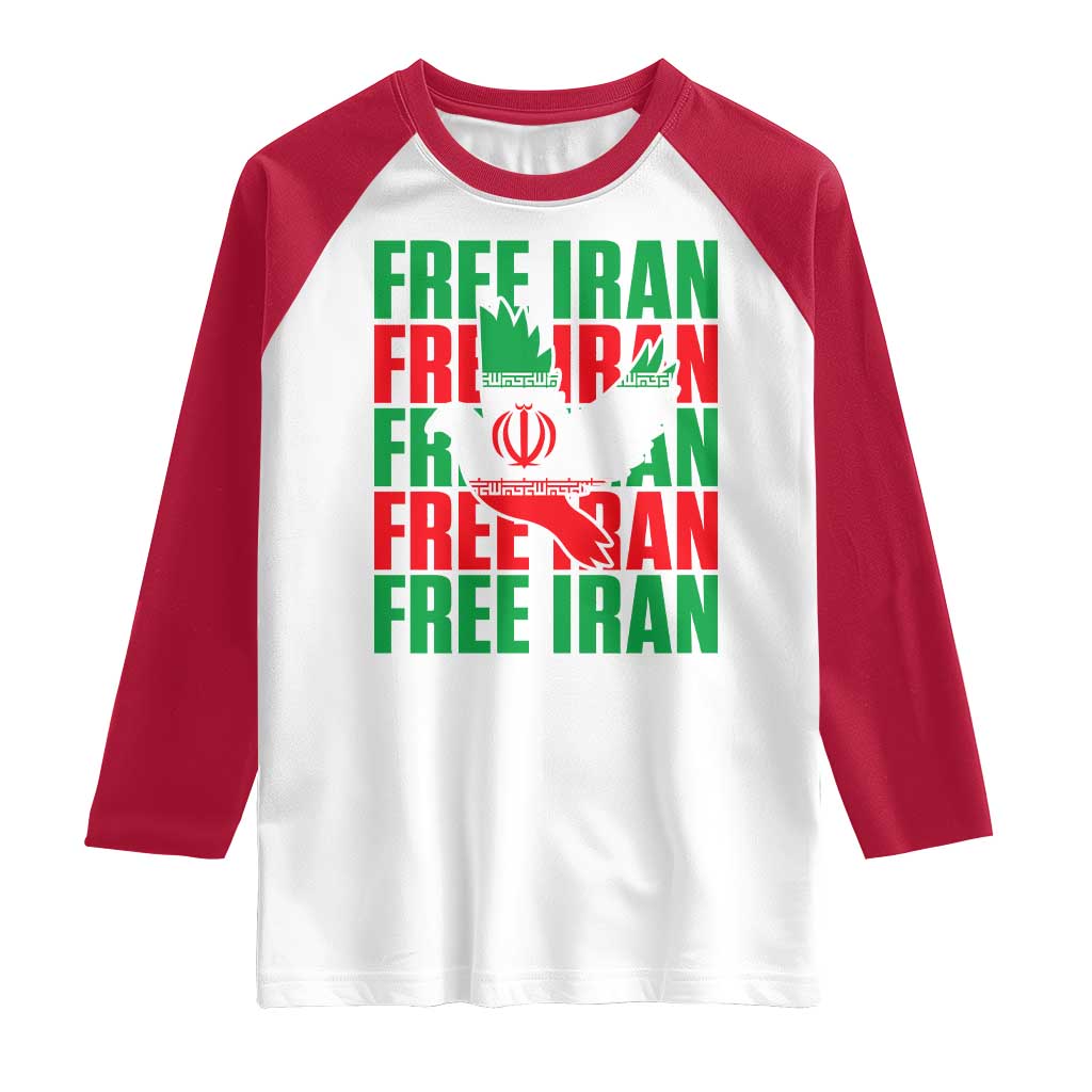 Freedom Dove Flag Raglan Shirt Peaceful Iran Support