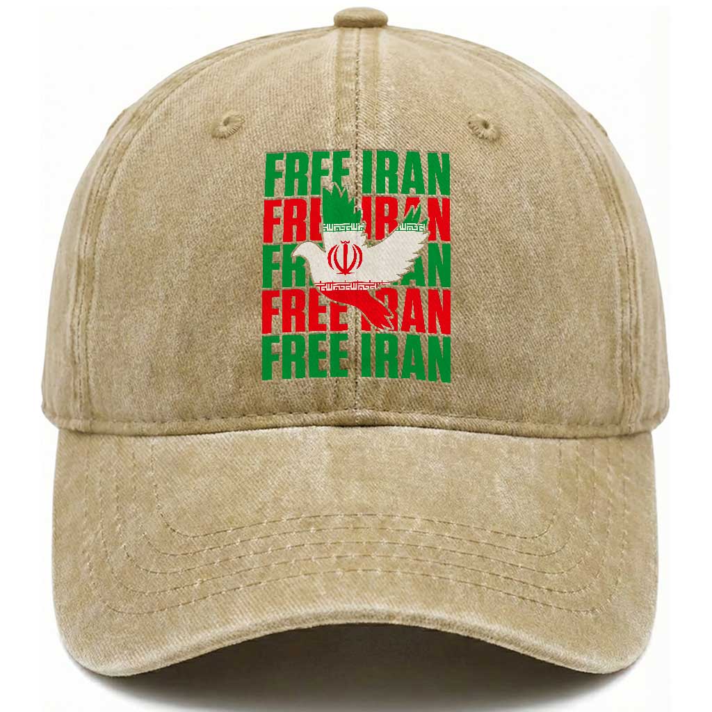 Freedom Dove Flag Washed Cotton Baseball Cap Peaceful Iran Support