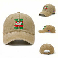 Freedom Dove Flag Washed Cotton Baseball Cap Peaceful Iran Support