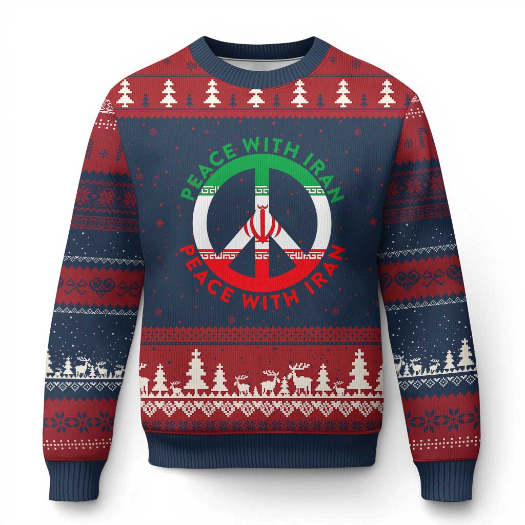 Peace With Iran Ugly Christmas Sweater Not War In Middle East