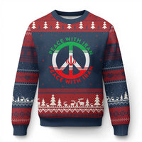 Peace With Iran Ugly Christmas Sweater Not War In Middle East