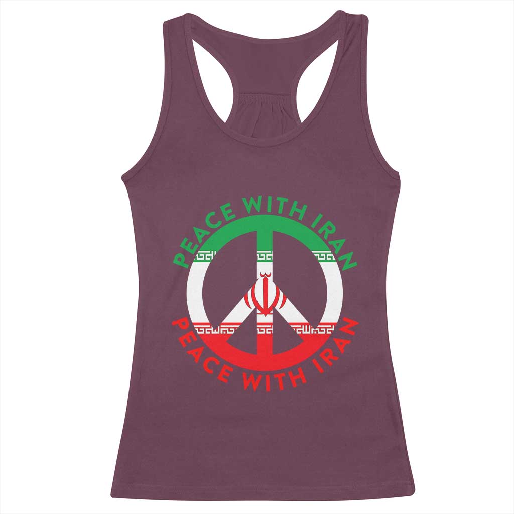 Peace With Iran Racerback Tank Top Not War In Middle East