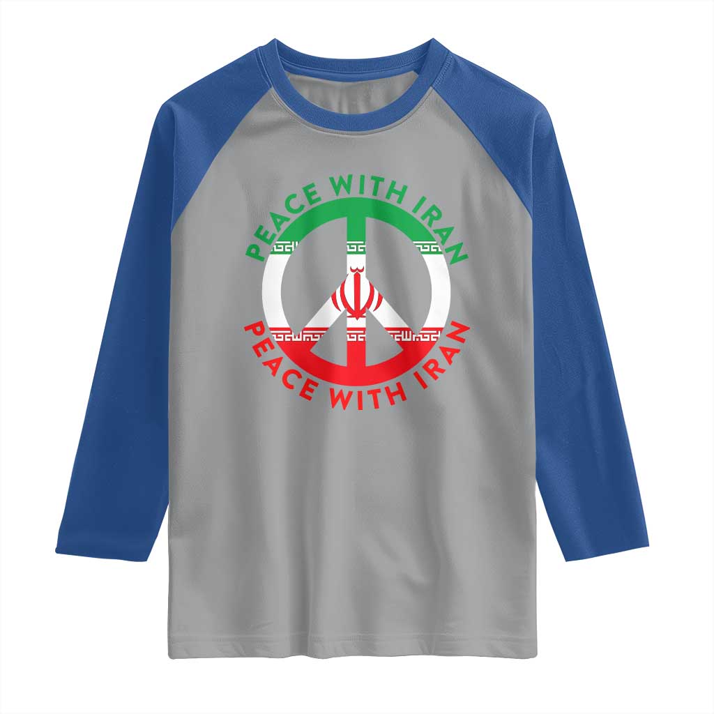 Peace With Iran Raglan Shirt Not War In Middle East