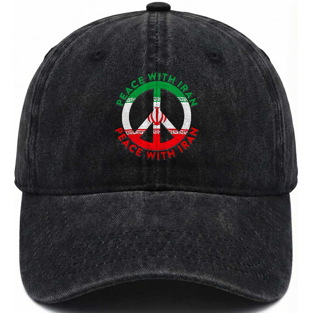 Peace With Iran Washed Cotton Baseball Cap Not War In Middle East