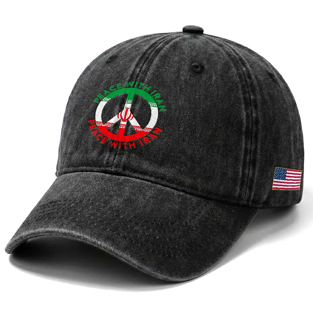 Peace With Iran Washed Cotton Baseball Cap Not War In Middle East