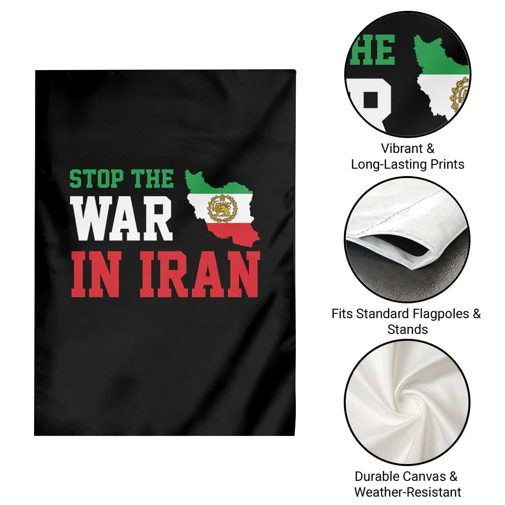 Stop The War In Iran Garden Flag Iran Freedom Protest