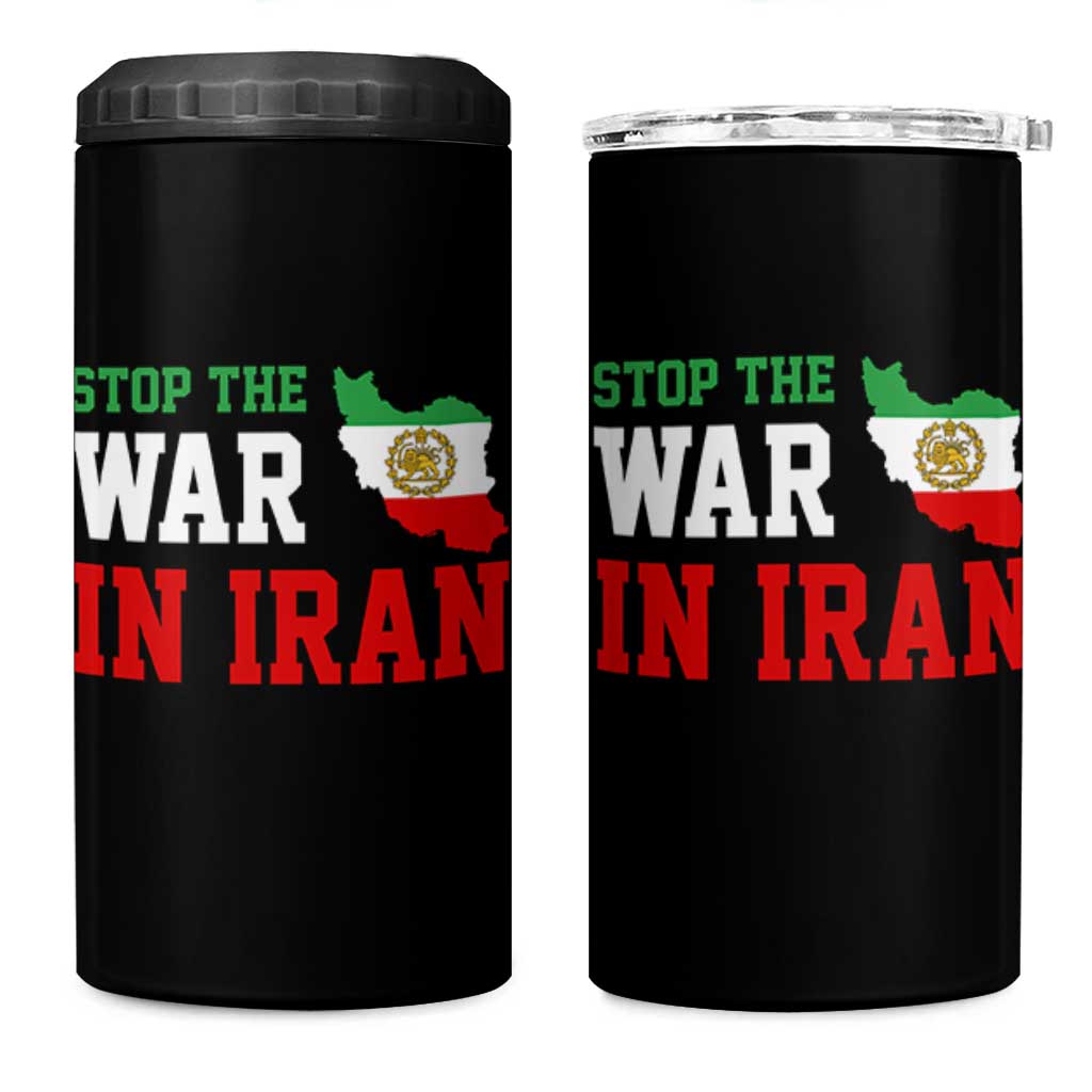 Stop The War In Iran 4 in 1 Can Cooler Tumbler Iran Freedom Protest