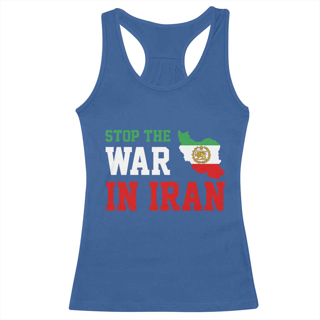 Stop The War In Iran Racerback Tank Top Iran Freedom Protest