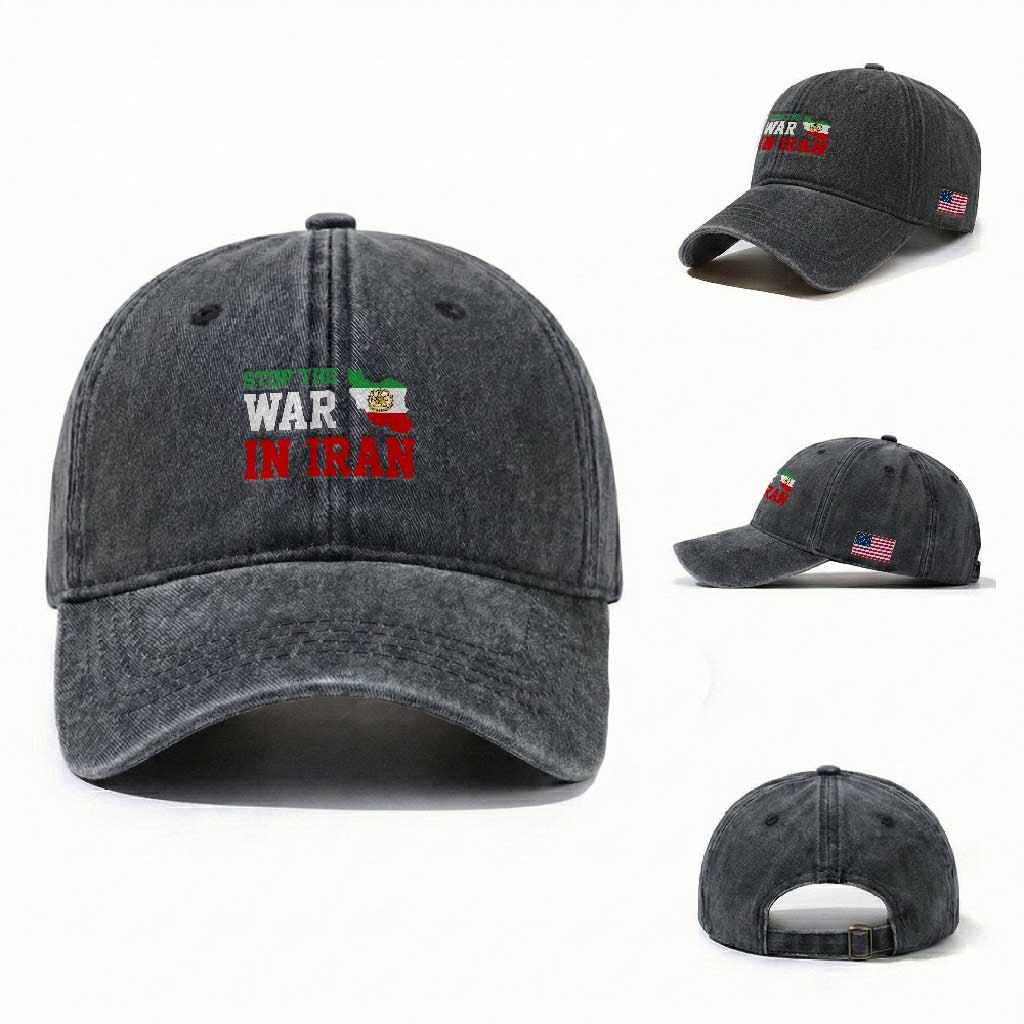 Stop The War In Iran Washed Cotton Baseball Cap Iran Freedom Protest