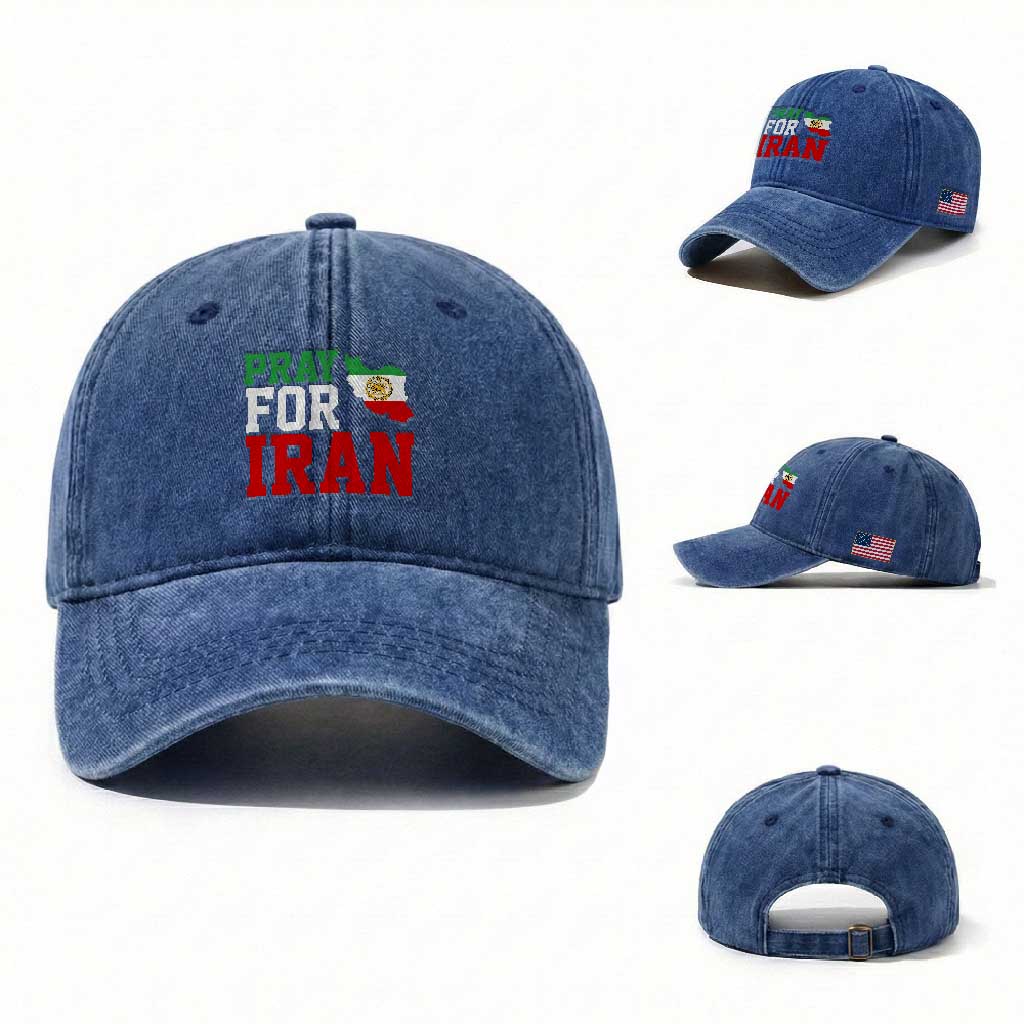 Pray For Iran Washed Cotton Baseball Cap Anti War Protest Apparel Gift