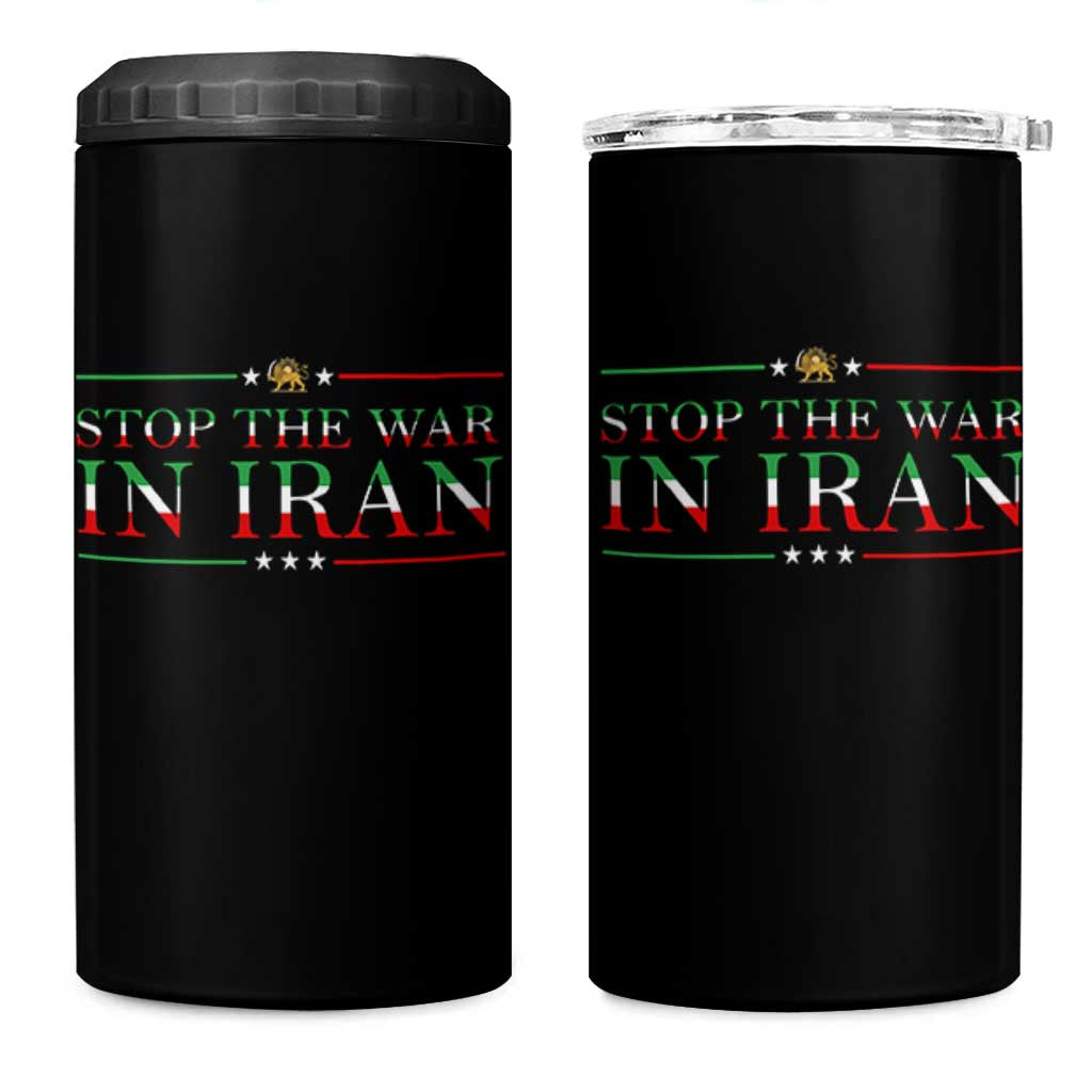Stop The War In Iran 4 in 1 Can Cooler Tumbler Anti War Protest