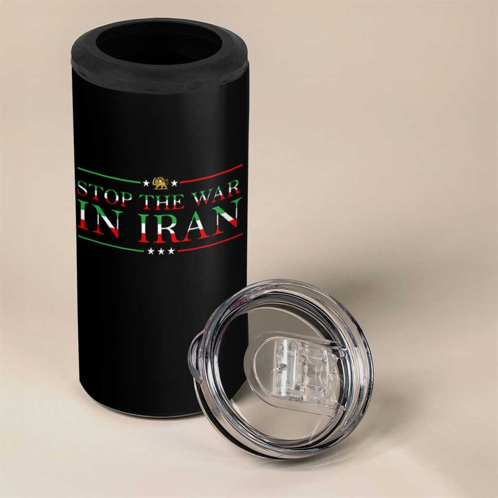 Stop The War In Iran 4 in 1 Can Cooler Tumbler Anti War Protest