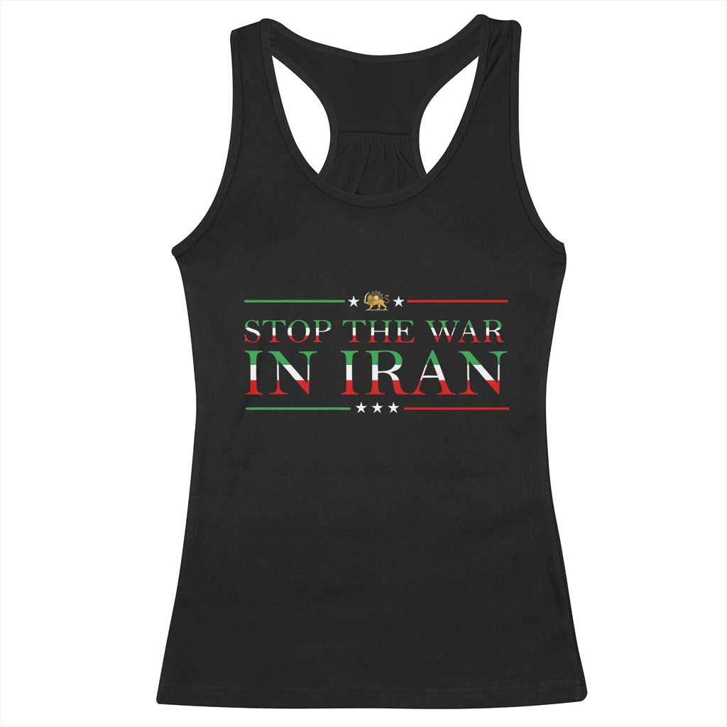 Stop The War In Iran Racerback Tank Top Anti War Protest