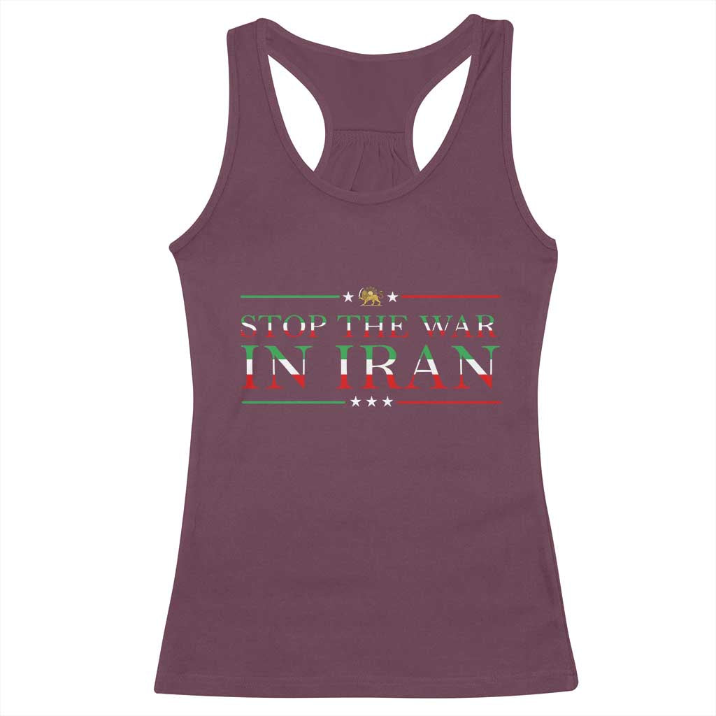 Stop The War In Iran Racerback Tank Top Anti War Protest