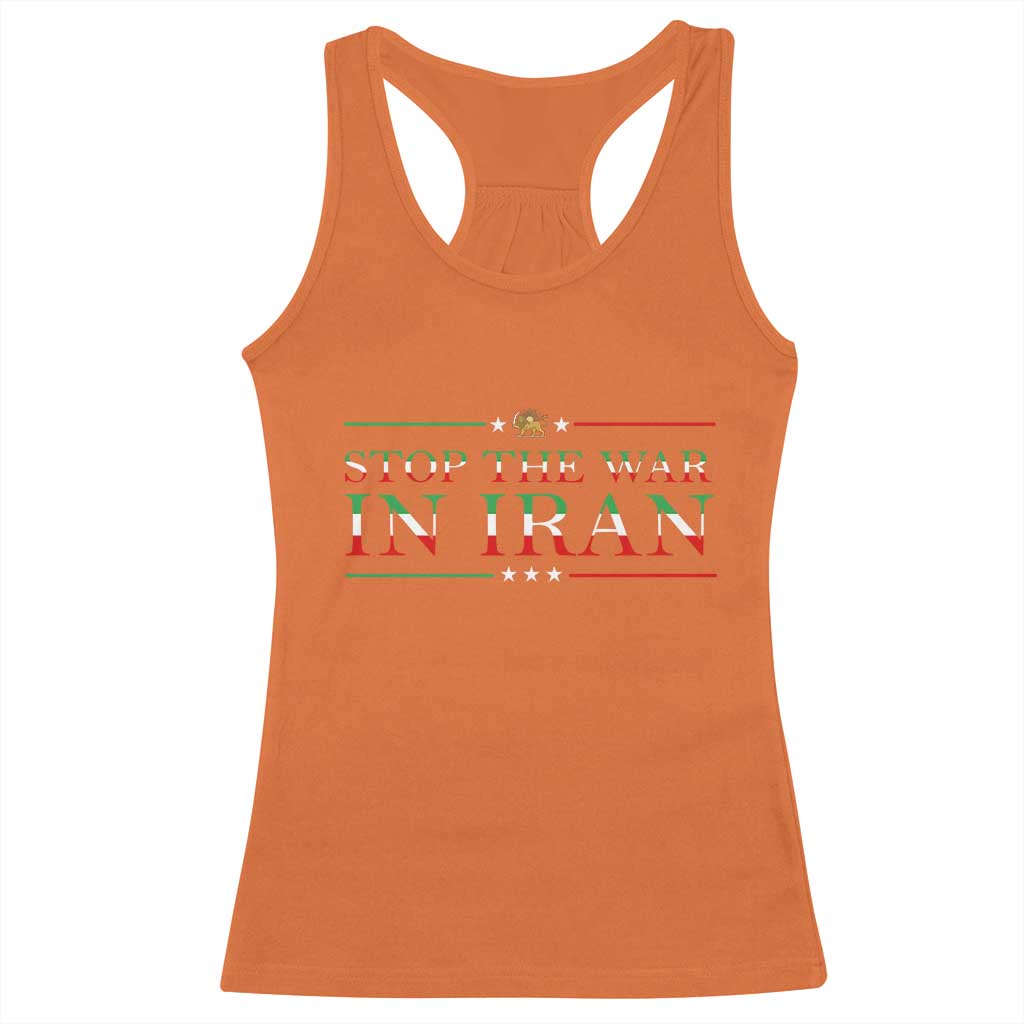 Stop The War In Iran Racerback Tank Top Anti War Protest