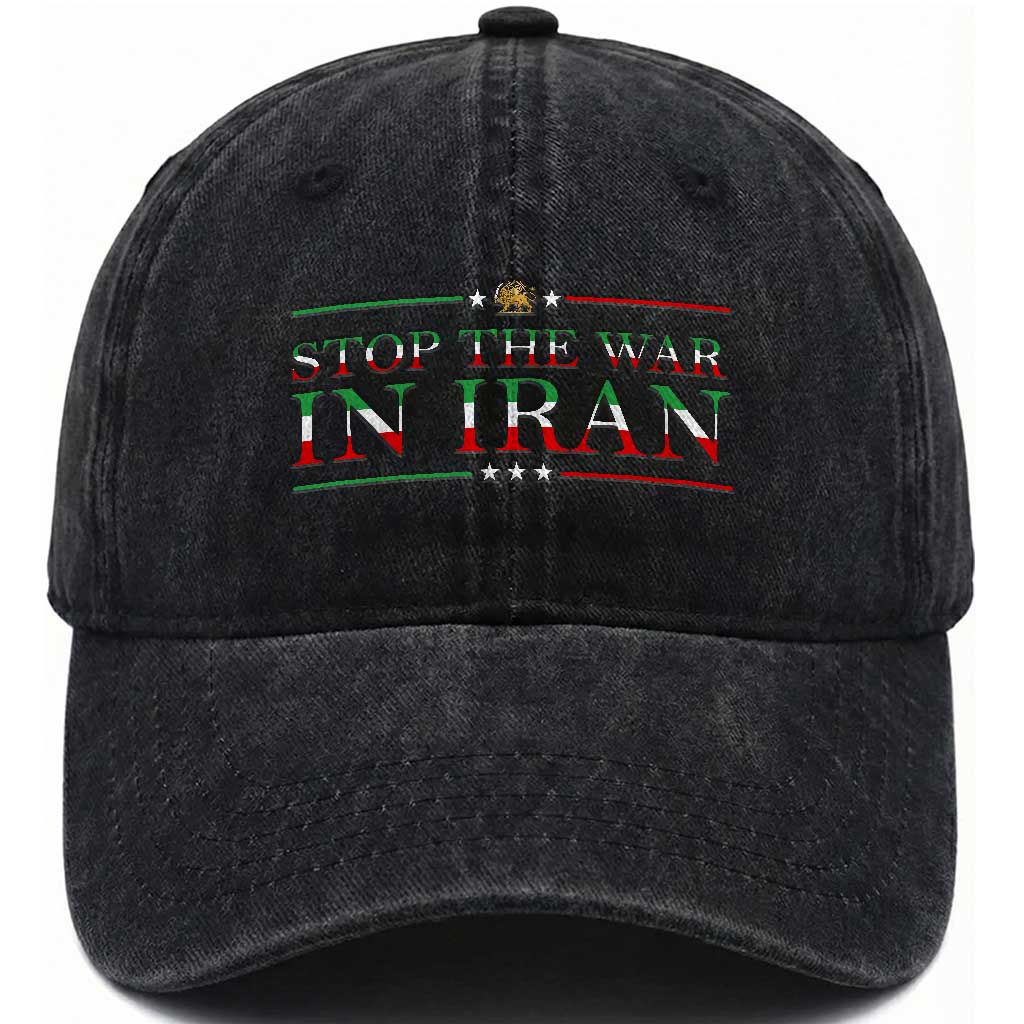Stop The War In Iran Washed Cotton Baseball Cap Anti War Protest