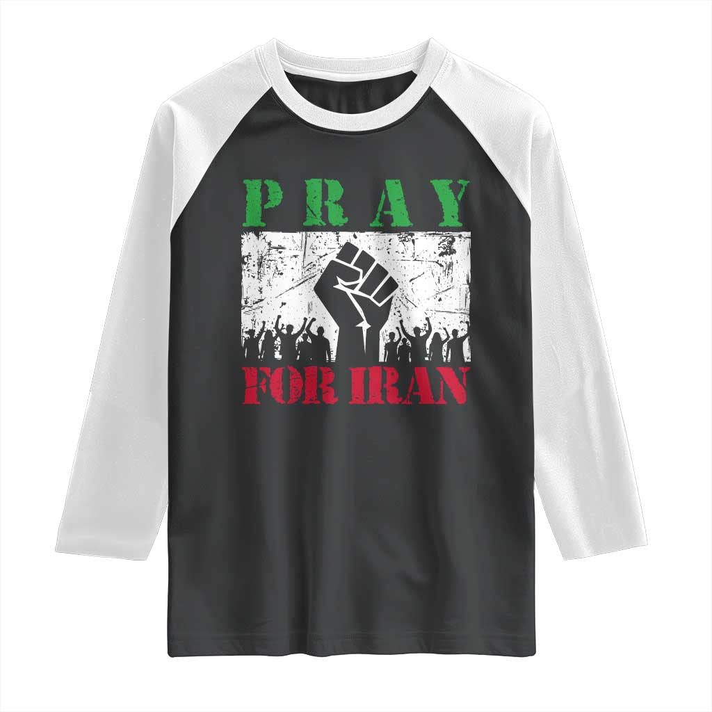 Pray For Iran Raglan Shirt Support Iranian People Peace