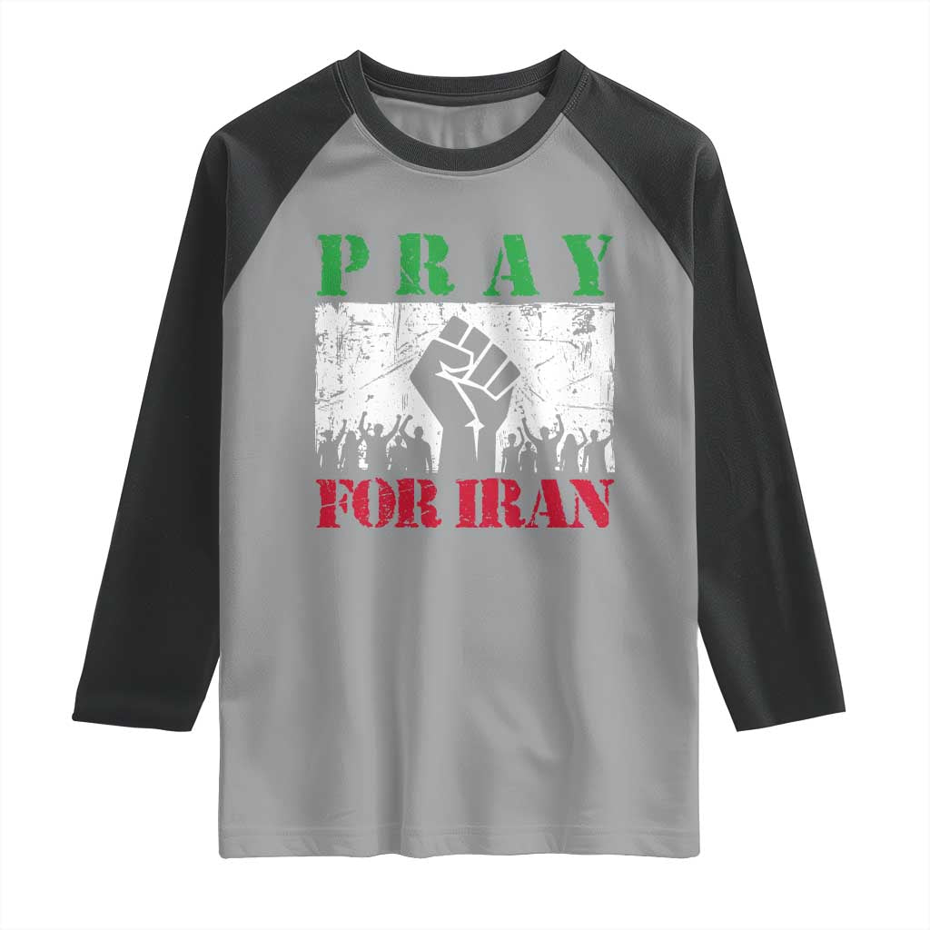 Pray For Iran Raglan Shirt Support Iranian People Peace