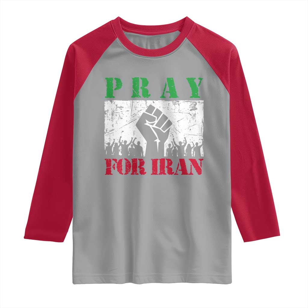 Pray For Iran Raglan Shirt Support Iranian People Peace