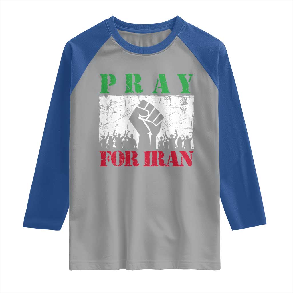 Pray For Iran Raglan Shirt Support Iranian People Peace