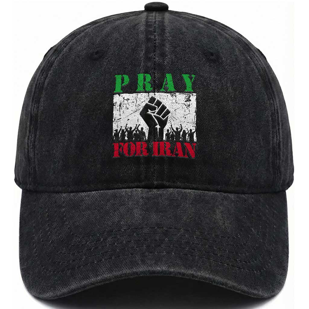 Pray For Iran Washed Cotton Baseball Cap Support Iranian People Peace