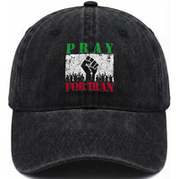 Pray For Iran Washed Cotton Baseball Cap Support Iranian People Peace