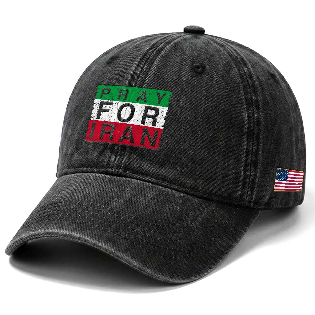 Pray For Iran Washed Cotton Baseball Cap Support Peace For Iran